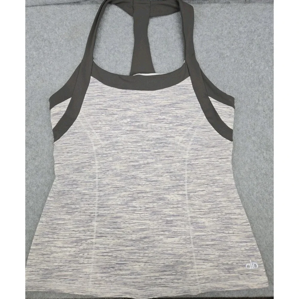 Alo Yoga Grey Racerback tank top built in bra work out activewear M